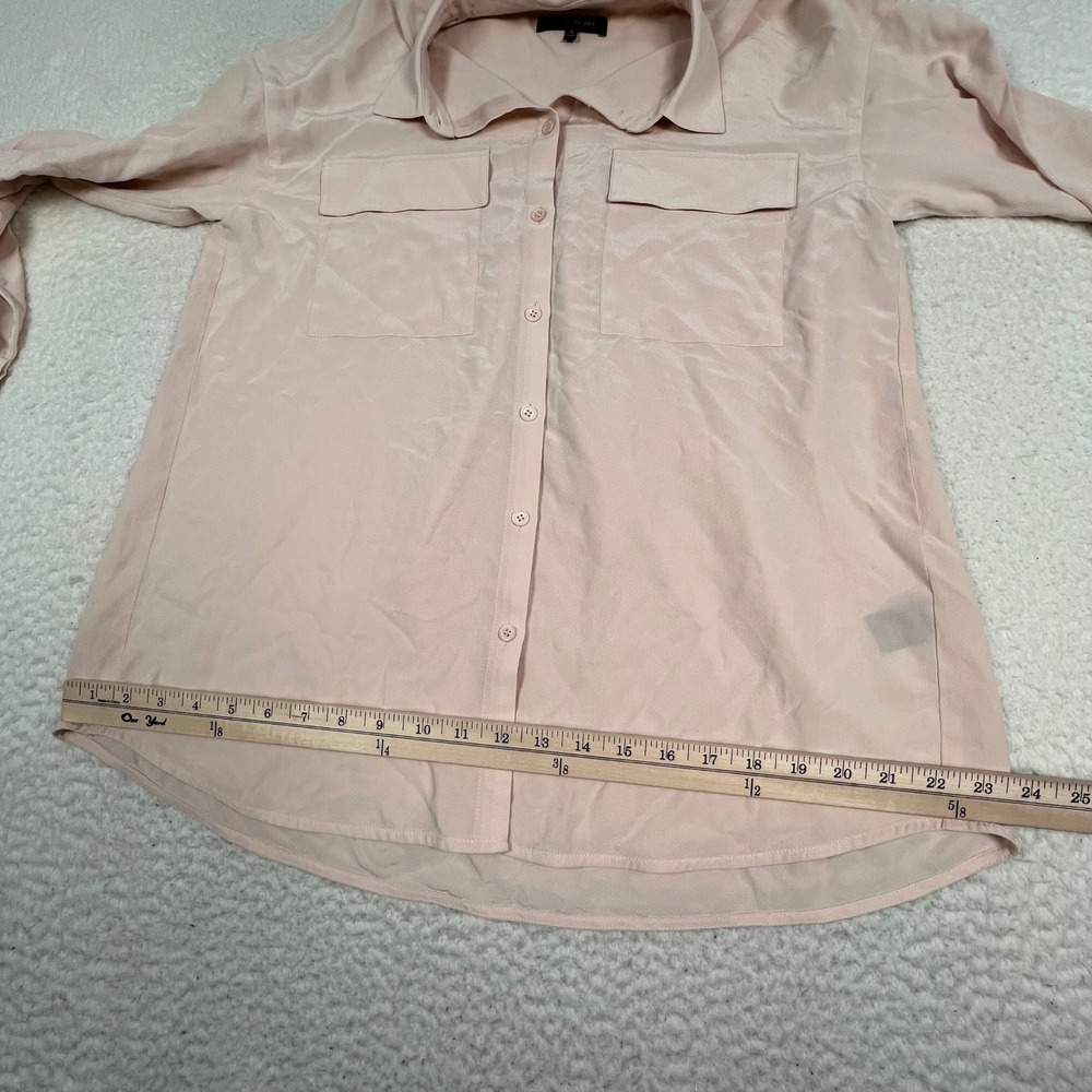 Lafayette 148 Silk Button Front Shirt Women Small Pink Long Sleeve Pocket Luxury - Picture 9 of 12